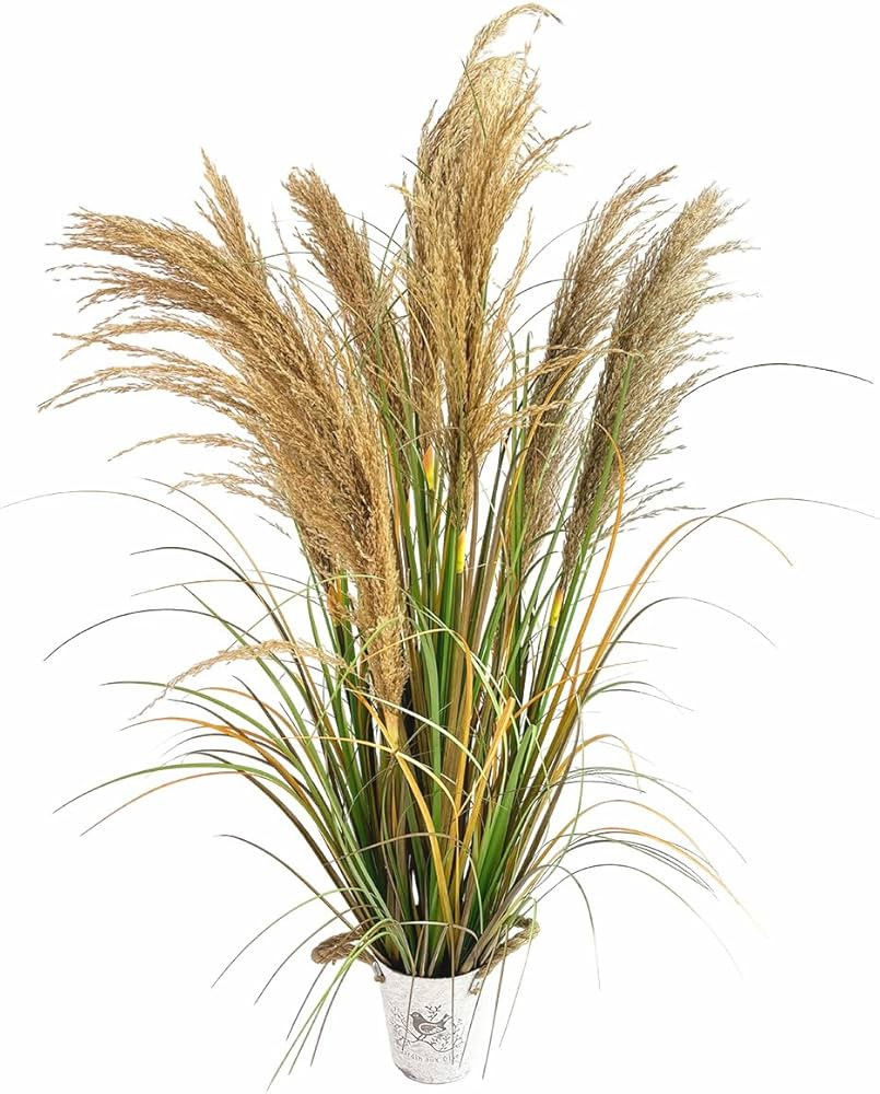 Alonfala - 43" (1-Pack) Pampas Grass Potted Plants - Artificial Faux Plants Featuring Tall Grass,... | Amazon (US)
