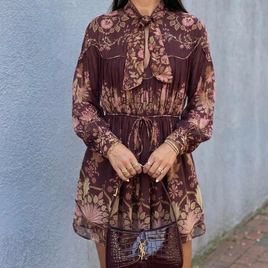 FARM Rio Bella Floral Long Sleeve Minidress now 60% off wearing size small