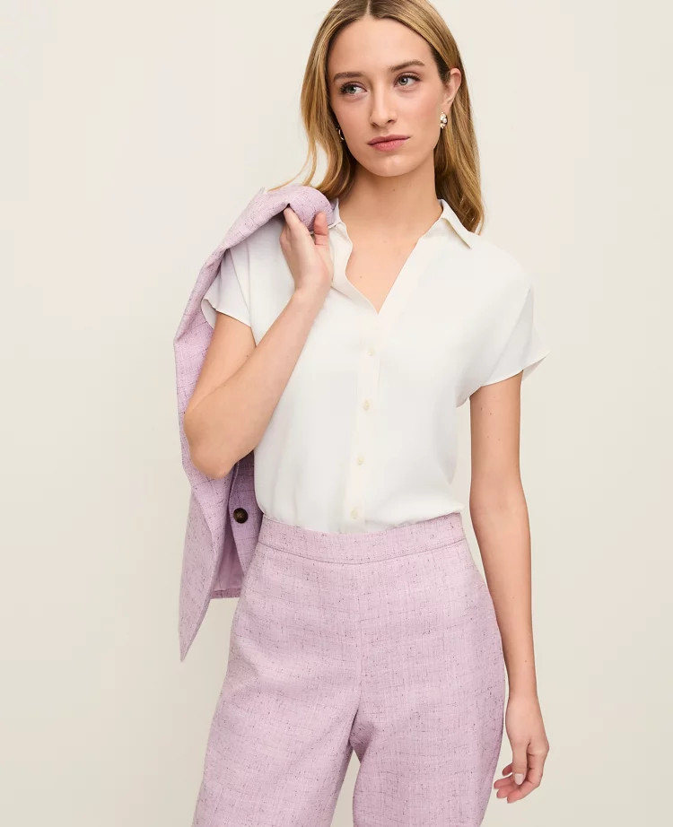 Petite Split Neck Blouse | Ann Taylor