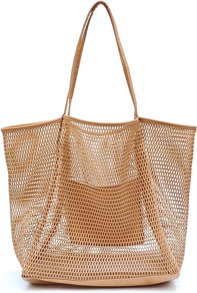 HOXIS Mesh Beach Tote Womens Shoulder Handbag | Amazon (US)