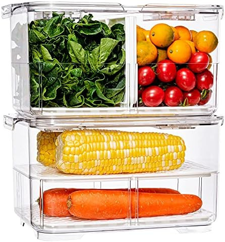 SANNO Fridge Food Storage Container Storage Containers Produce Saver with Lids and Vents,Vegetable F | Amazon (US)