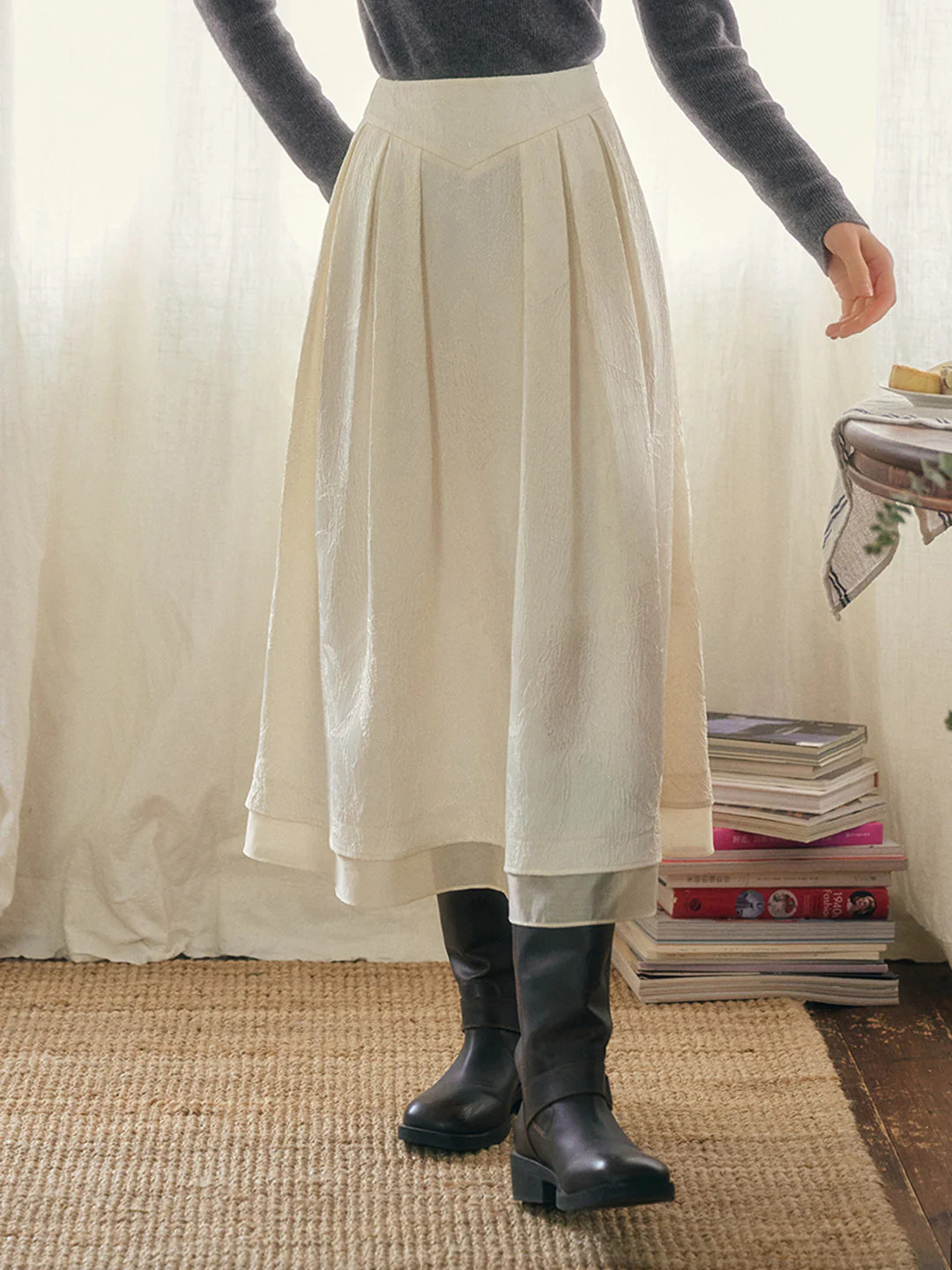 【Final Sale】Mackenzie A-Line Jacquard Skirt | Simple Retro