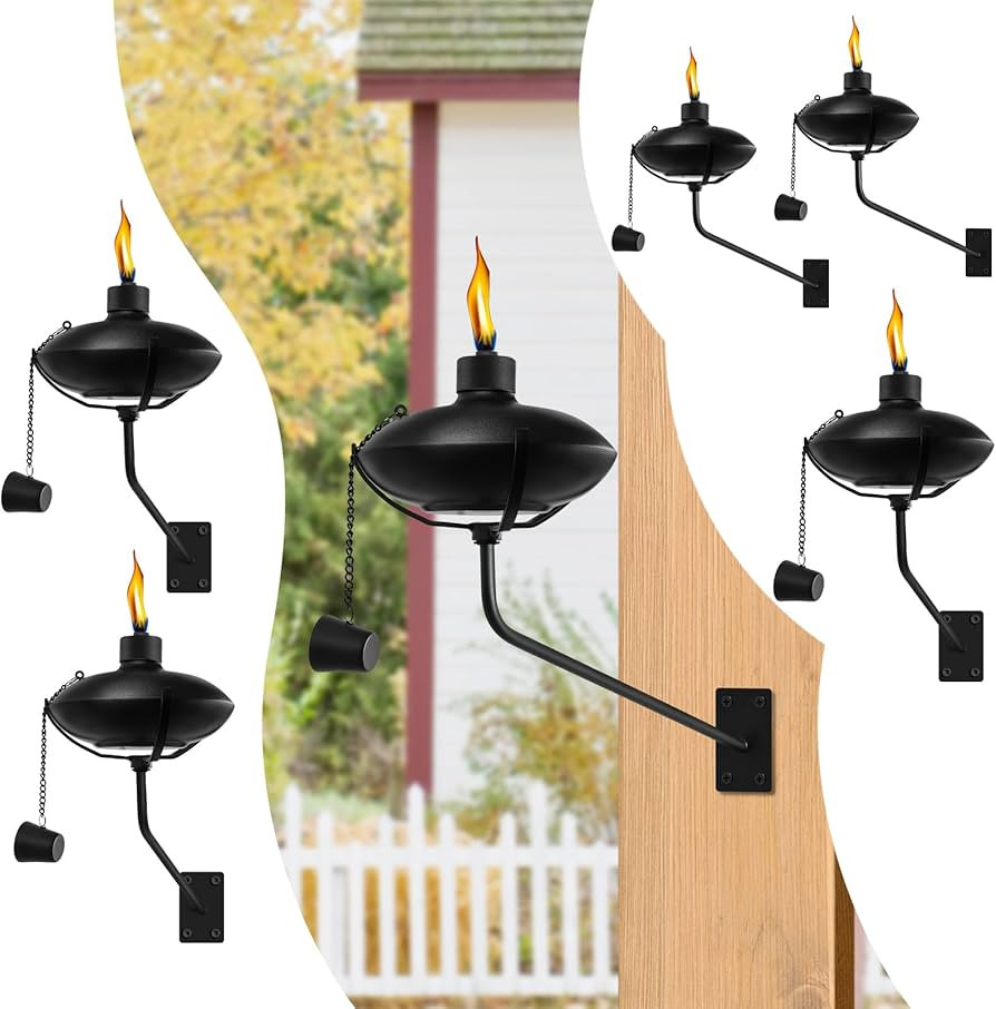6 Pack Wall Mounted Citronella Torches, 18 oz Garden Torches for Outside, Refillable Flame Light ... | Amazon (US)