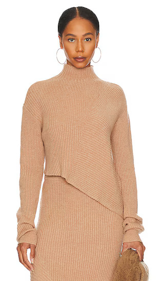 Leola Mock Neck Sweater in Camel | Revolve Clothing (Global)