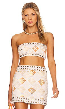 MAJORELLE Liza Embroidered Crop Top in Desert Multi from Revolve.com | Revolve Clothing (Global)