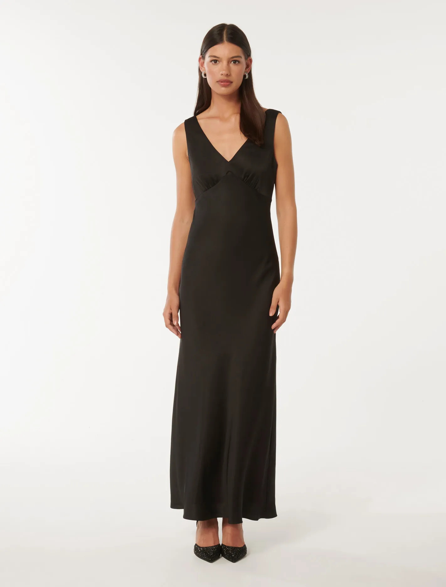 Cameron V Neck Satin Maxi | Ever New (CA)