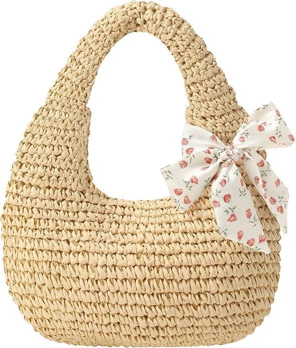 Beach Bags for Women - Handmade Straw Clutch Purses for Women Handbag Zip Closure Tote Bag Lightw... | Amazon (US)