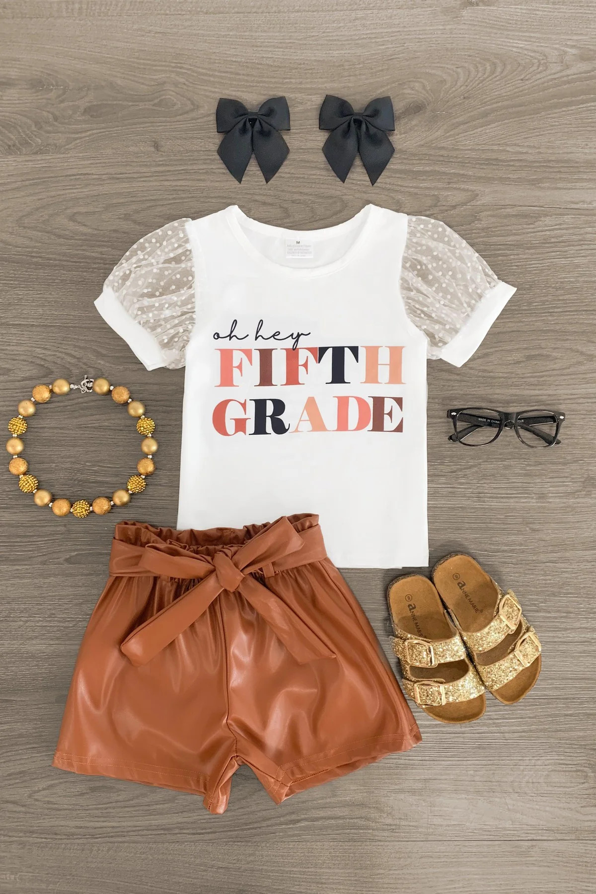 "Oh Hey Pre-K - 6th Grade" Pleather Short Set | Sparkle In Pink