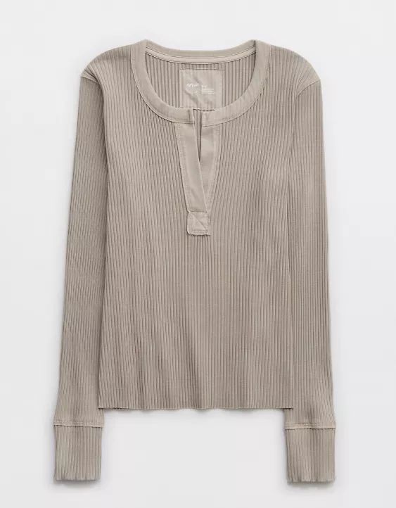 Aerie Fireside Long Sleeve Henley T-Shirt | American Eagle Outfitters (US & CA)