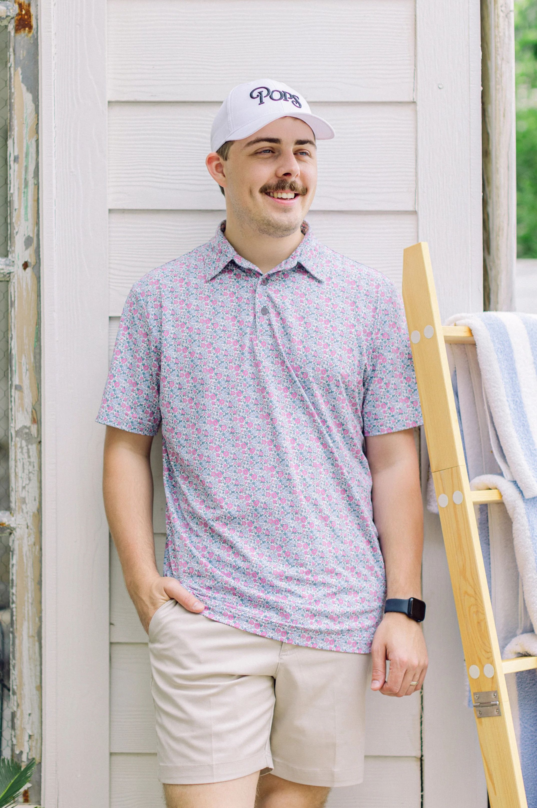 Pink and Blue Floral Men&#39;s Polo | Poppy Kids Co