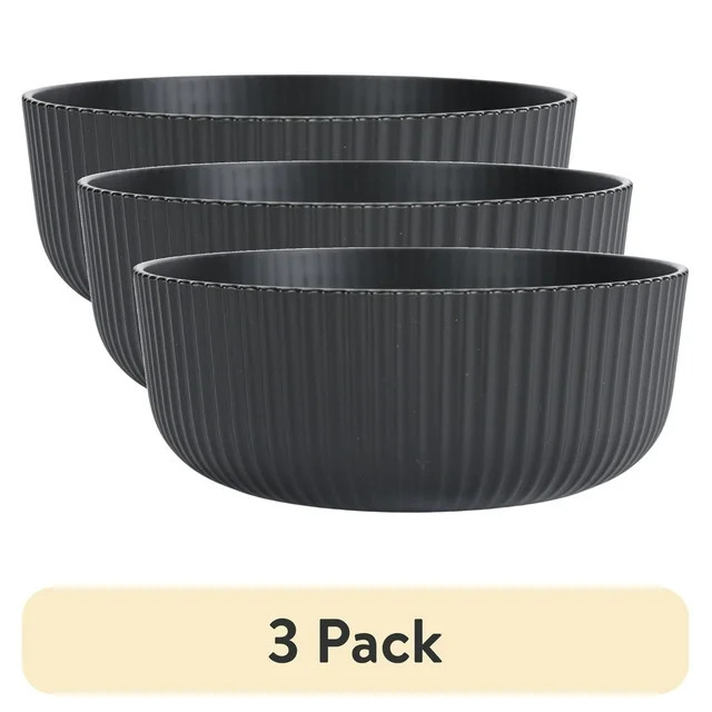 (3 pack) Mainstays - Black Eco-Friendly Recycled Plastic Cereal Bowl, 38-Ounce | Walmart (US)