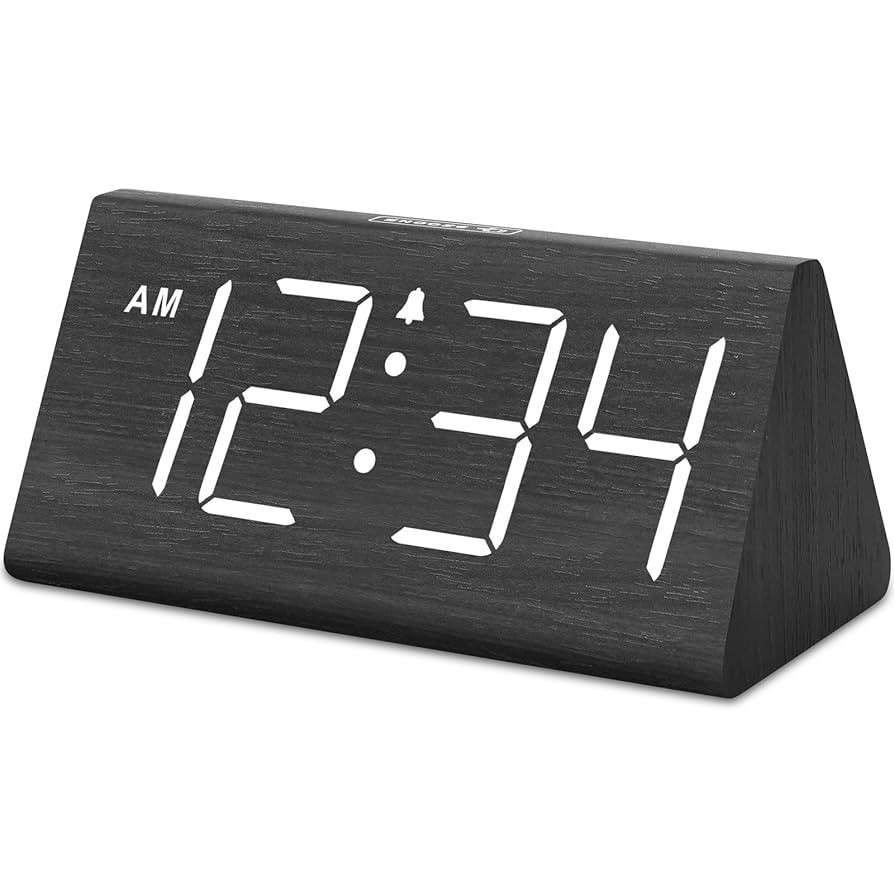 DreamSky Wooden Digital Alarm Clocks for Bedrooms - Electric Desk Clock with Large Numbers, USB P... | Amazon (US)