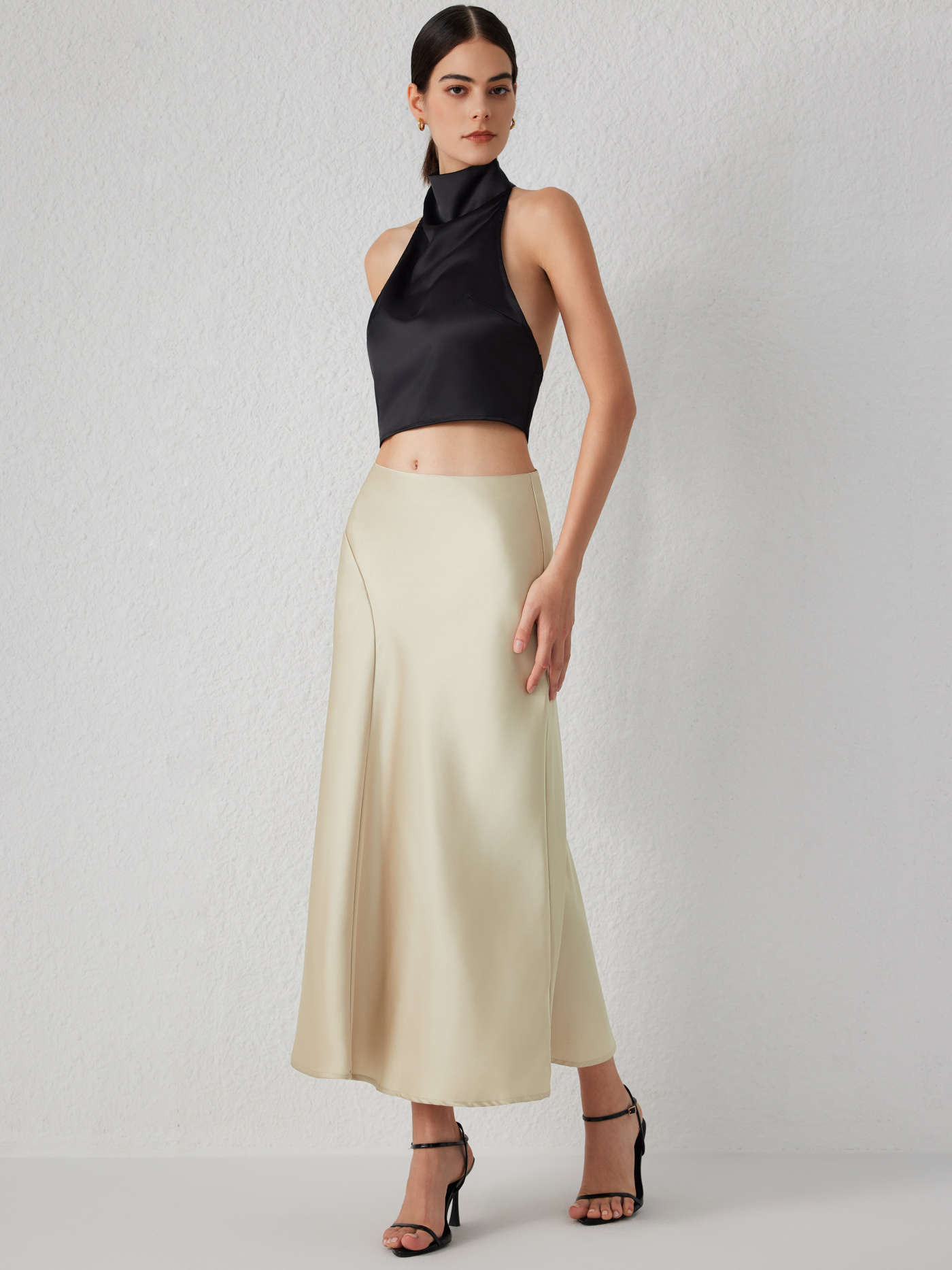 Ruffle Satin Maxi Skirt | Cider