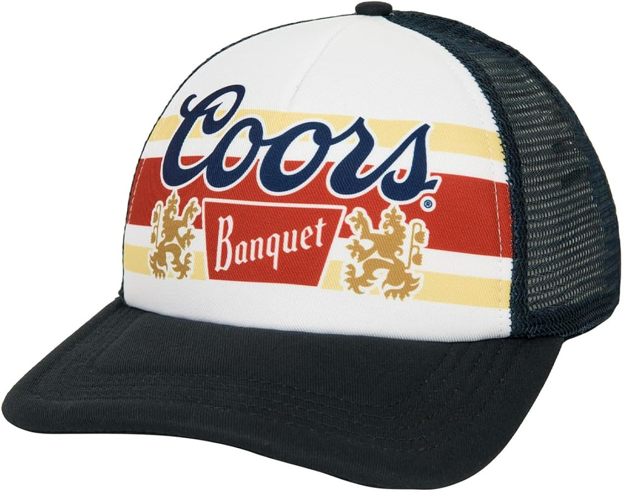 Coors Banquet Classic Logo Mesh Trucker Adjustable Snapback Hat Navy | Amazon (US)
