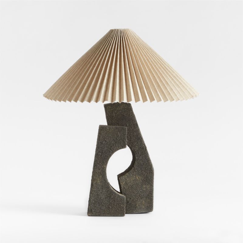 Ruins Black Ceramic Sculptural Table Lamp with Pleated Shade by Athena Calderone | Crate & Barrel | Crate & Barrel