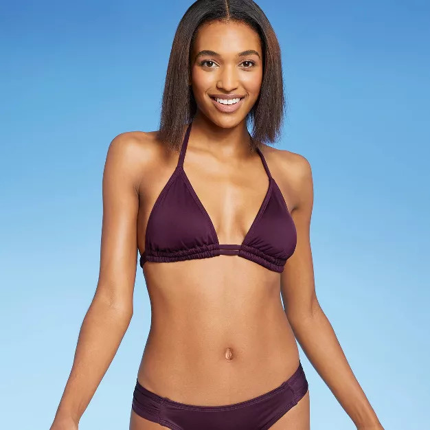 Women's Double Strap Triangle Bikini Top - Kona Sol™ Atlantic Burgundy | Target
