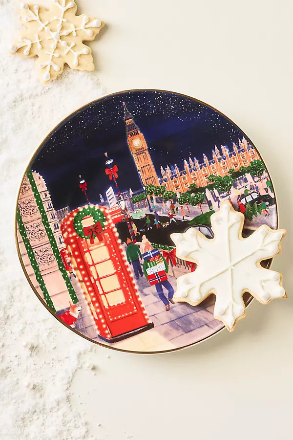Holiday in the City Stoneware Dessert Plate | Anthropologie (US)