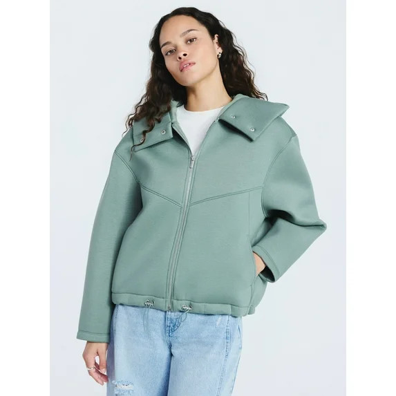 Scoop Women's and Women's Plus Neoprene Fleece Oversized Jacket with Hood, Sizes XS-4X | Walmart (US)