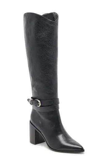 Dolce Vita Tyrone Pointed Toe Knee High Boot in Black Leather at Nordstrom Rack, Size 8.5 Regular Calf | Nordstrom Rack