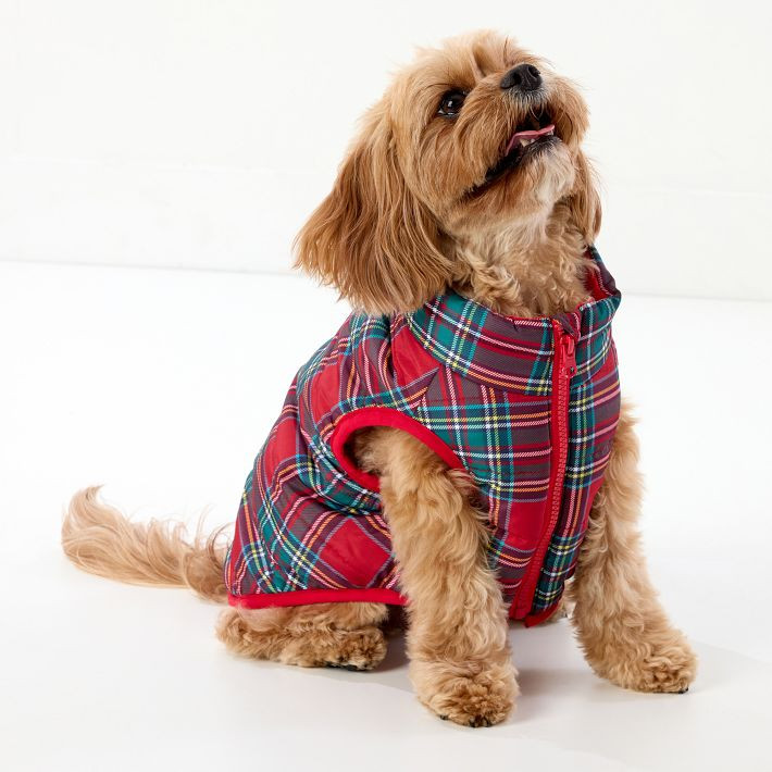 Plaid Quilted Puffer Dog Jacket | Mark and Graham