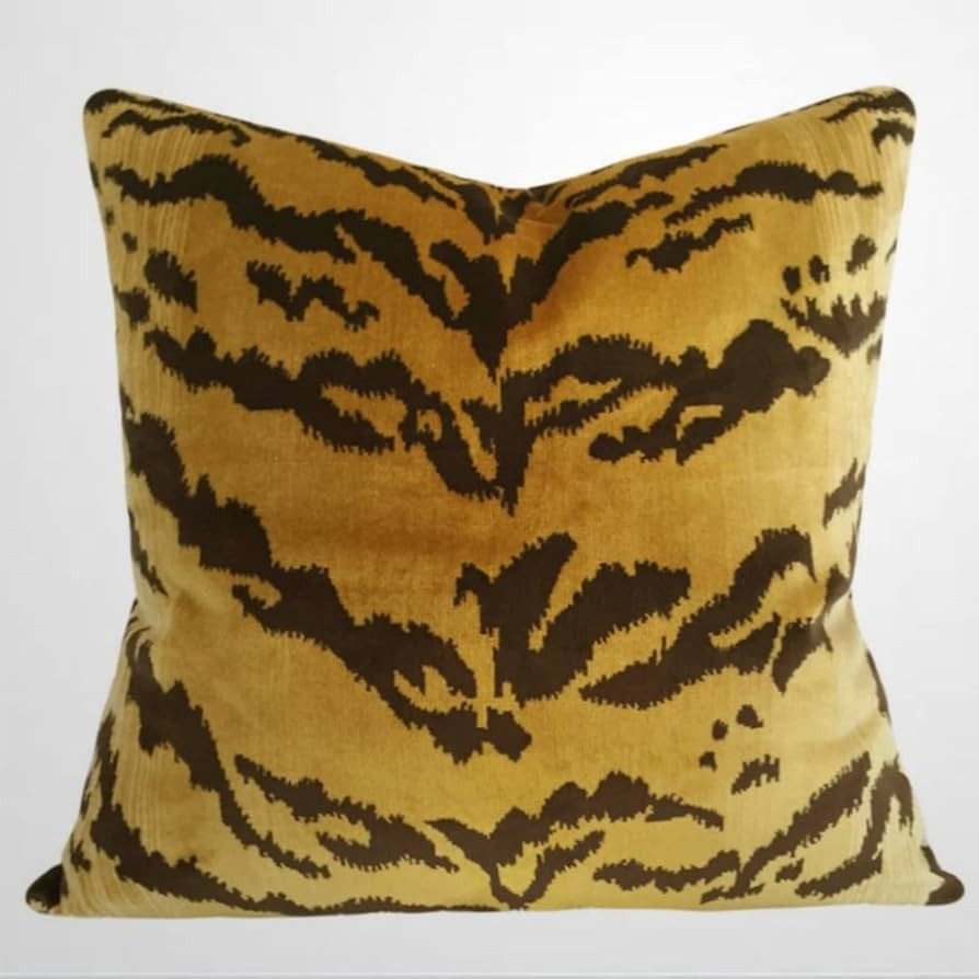 ArogGeld Tiger Pillow Velvet Chinoiserie Style Pillow Case Animal Print Tiger Euro Sham Pillow Co... | Amazon (US)