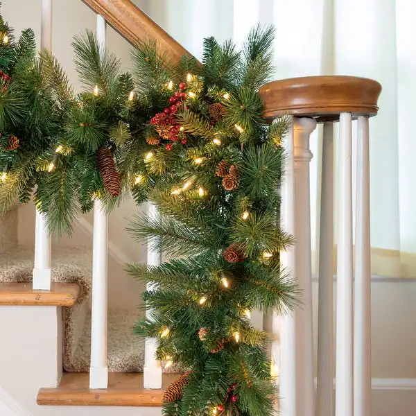 9' Traditional Woodland Berry Garland w/Incandescent Clear Light Plug | Bed Bath & Beyond