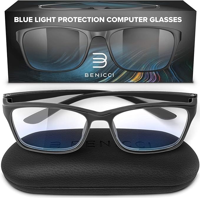 Stylish Blue Light Blocking Glasses for Women or Men - Ease Computer and Digital Eye Strain, Dry ... | Amazon (US)