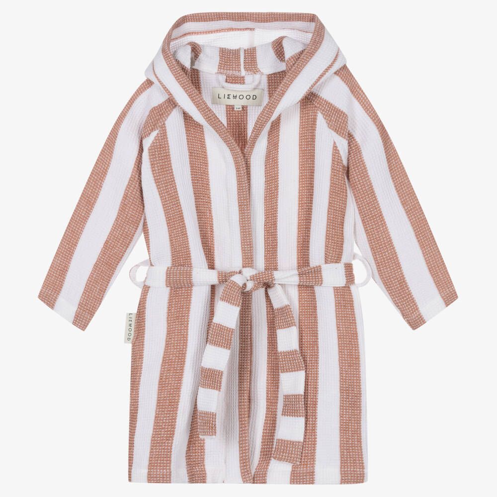 Pink Stripe Organic Cotton Bathrobe | Childrensalon