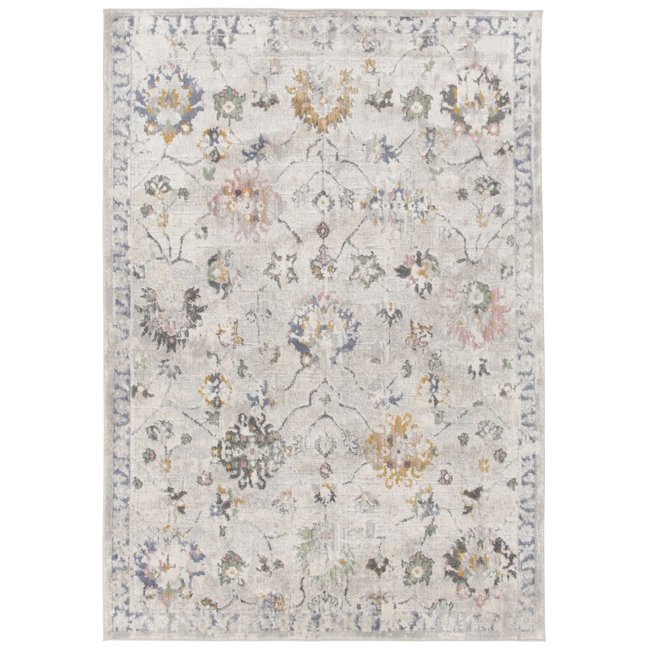 Better Homes & Gardens Persian Blooms Silver Indoor Area Rug, 5' x 7' | Walmart (US)