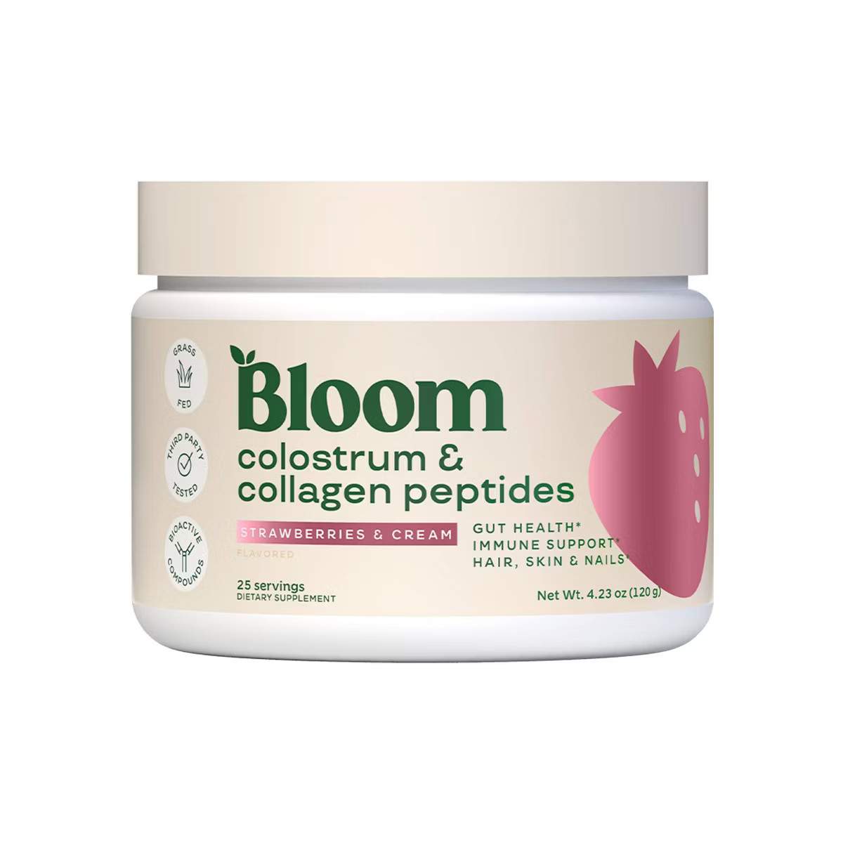 BLOOM NUTRITION Colostrum & Collagen Peptides Powder - Strawberries & Cream - 25 Servings | Target