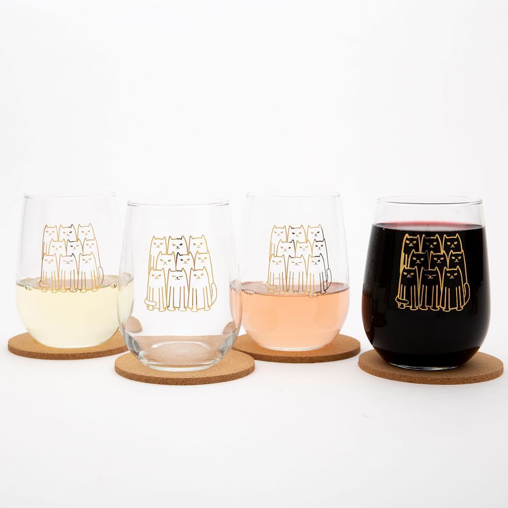 Counter Couture Cat Stemless Wine Glass | West Elm (US)