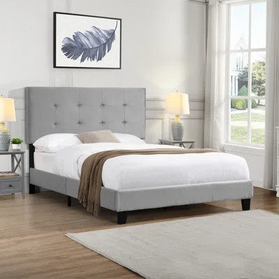 Upholstered Platform Bed Frame With Pull Point Tufted Headboard, Strong Wood Slat Support, Mattress Foundation, No Box Spring Needed, Easy Assembly | Wayfair North America
