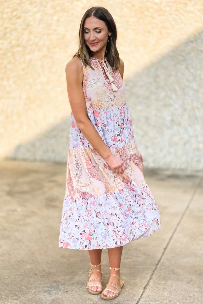 Blush Mixed Floral Tiered Sleeveless Dress | Shop Style Your Senses