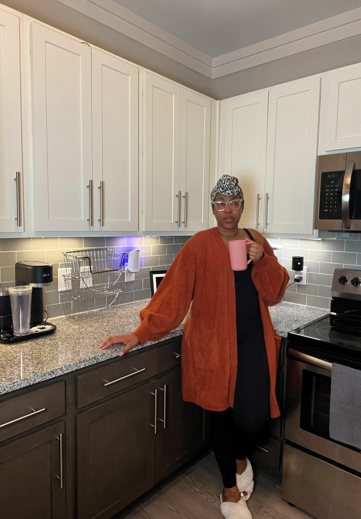 Cozy vibes in my ribbed bodysuit from Amazon paired with a chic cardigan from Fashion Nova. Keeping it comfy and stylish at home with these cute slippers from Target. Ribbed bodysuit, Loungewear, Cute loungewear, Comfy Clothes For Home, midsize loungewear 

#LTKmidsize #LTKGiftGuide #LTKhome