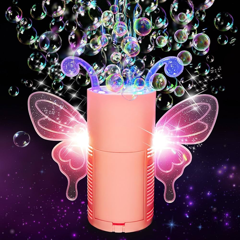 Butterfly Fireworks Bubble Machine (13 Holes, Pink, Rechargeable), Automatic Bubble Machine for T... | Amazon (US)