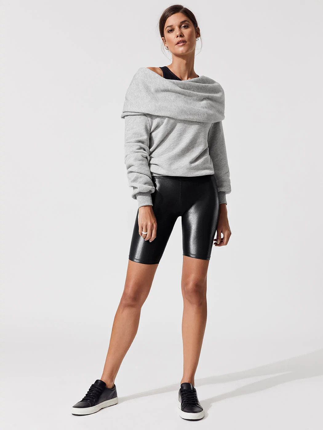 High Rise Biker Short in Takara Shine - Black | Carbon38