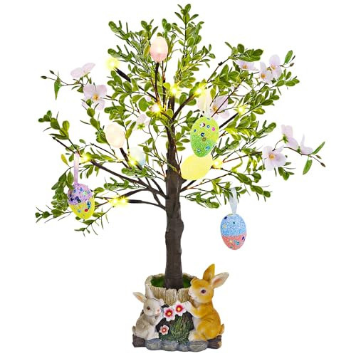 DR.DUDU Lighted Easter Tree 23.5 Inch - Pre-Lit Easter Decorations for Table with Eggs & Bunny Pot, Spring Trees Centerpiece with Lights for Dining Room, Home, Mantel, Office Décor | Amazon (US)