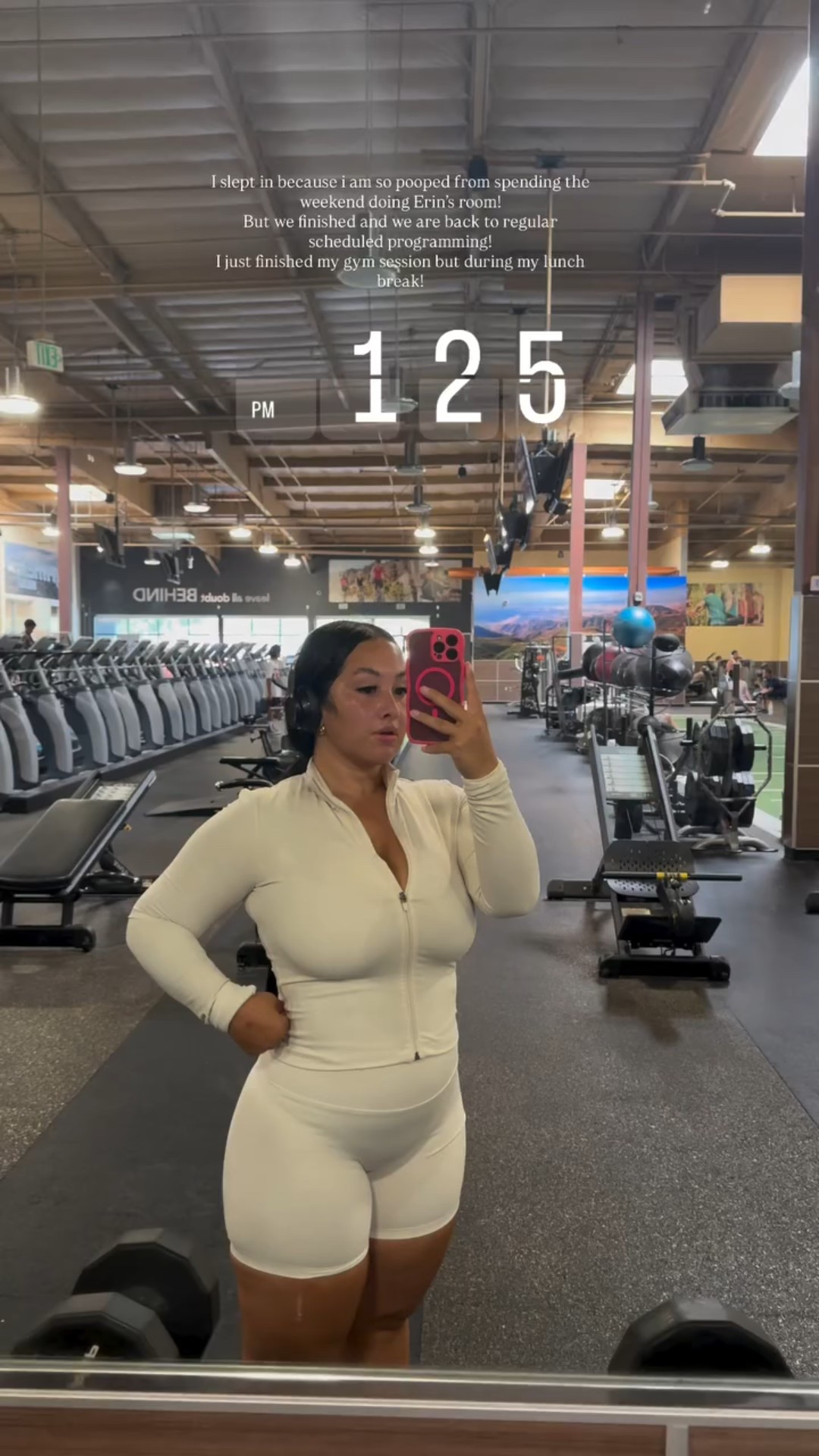 I slept in because i am so pooped from spending the weekend doing Erin’s room! 
But we finished and we are back to regular scheduled programming!
I just finished my gym session but during my lunch break!