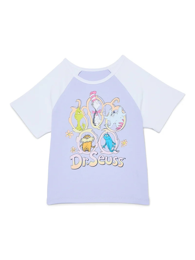 Dr. Seuss Girls Raglan Graphic Tee with Short Sleeves, Sizes 4-16 | Walmart (US)