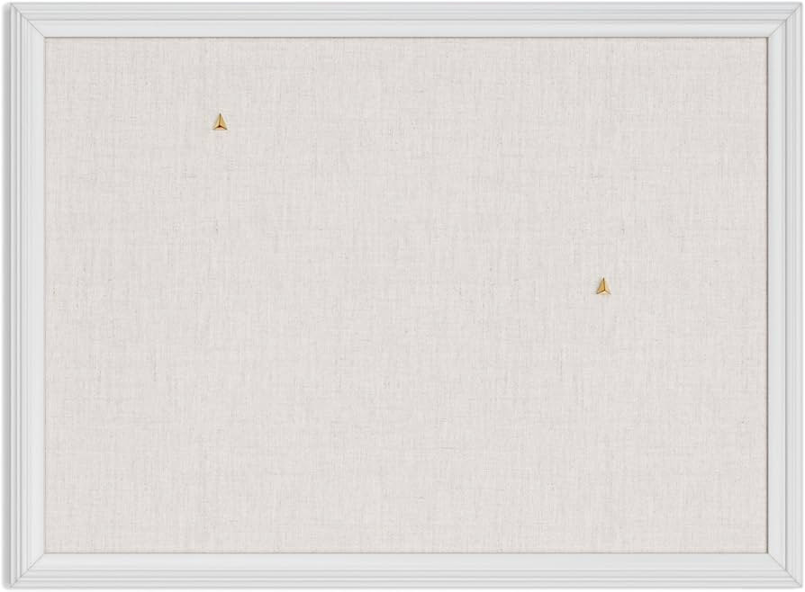 U Brands Farmhouse Linen Bulletin Board, 24" x 18", White Wood Style Frame, Industrial Grade Pinn... | Amazon (US)