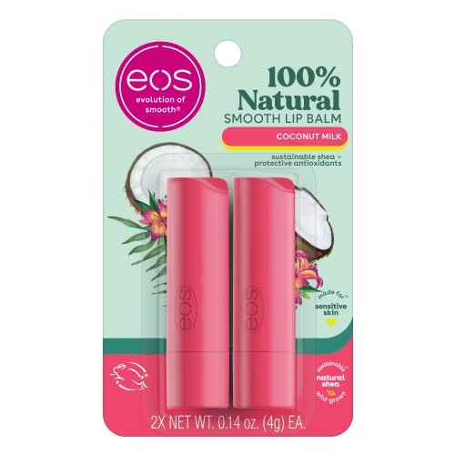 eos 100% Natural Lip Balm- Coconut Milk, eos lip balm, All-Day Moisture, Lip Care, Shea Butter, Moisturizing, Sensitive Skin,0.14 oz, 2 Pack | Amazon (US)