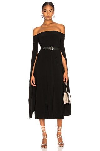 Norma Kamali Tulip Sleeve Off The Shoulder Dress in Black | FWRD 