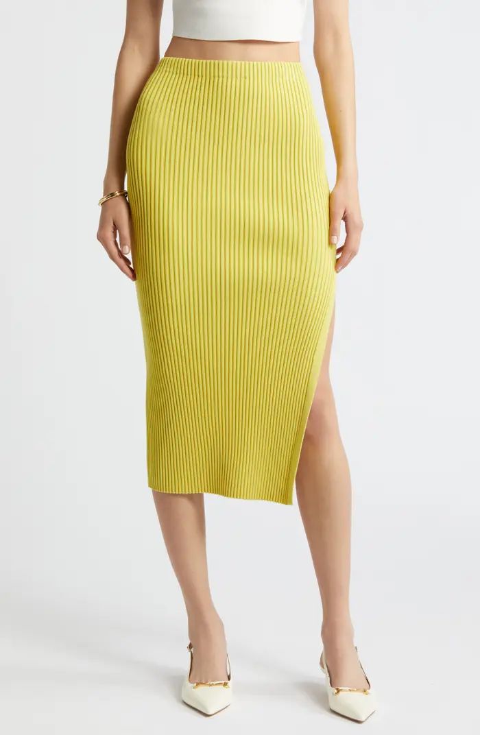 Open Edit Luxe Sculpt Rib Midi Skirt | Nordstrom | Nordstrom