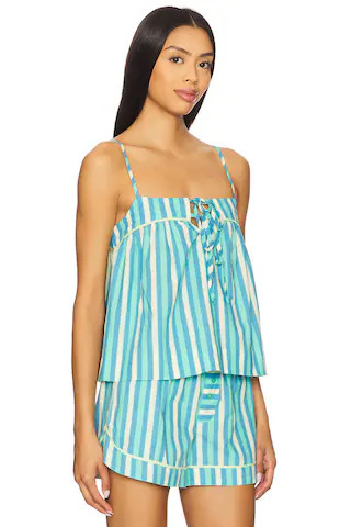Damson Madder Ellis Shell Top in Bold Turquoise Stripe from Revolve.com | Revolve Clothing (Global)