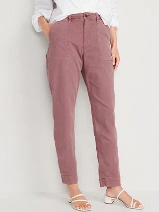 High-Waisted Straight Canvas Workwear Pants for Women | Old Navy (US)