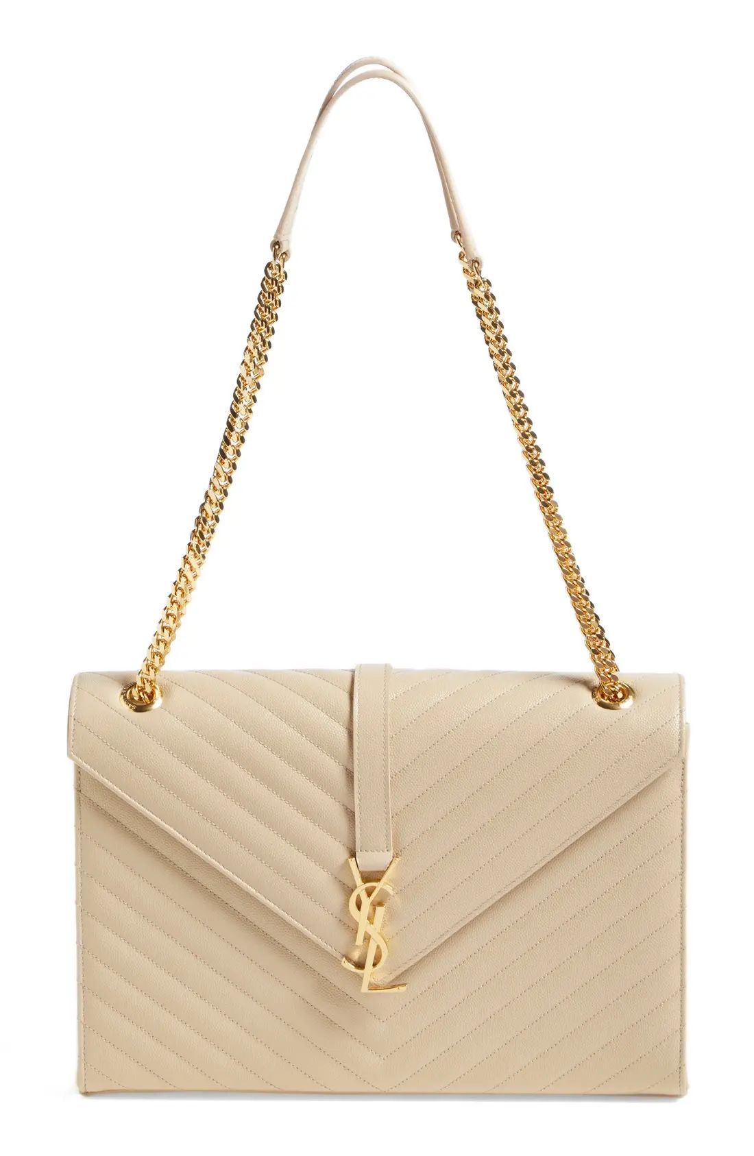 'Large Monogram' Grained Leather Shoulder Bag | Nordstrom