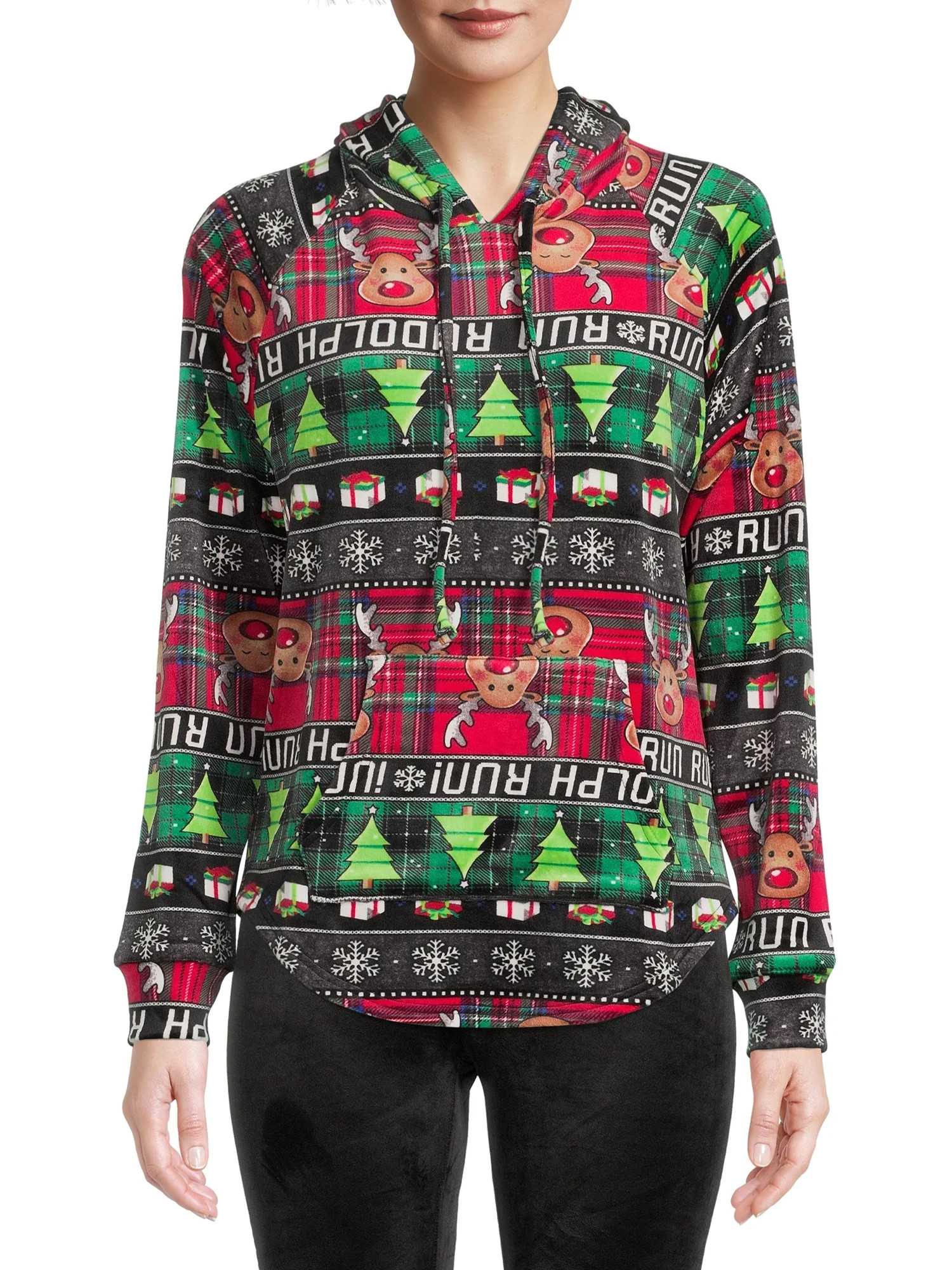No Boundaries Juniors' Plush Pullover Holiday Hoodie | Walmart (US)