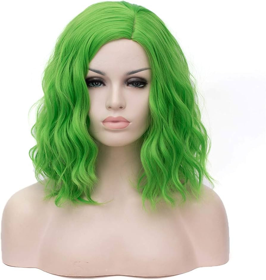 Cying Lin Short Bob Wavy Curly Wig Green Wig For Women Cosplay Halloween Wigs Heat Resistant Bob ... | Amazon (US)