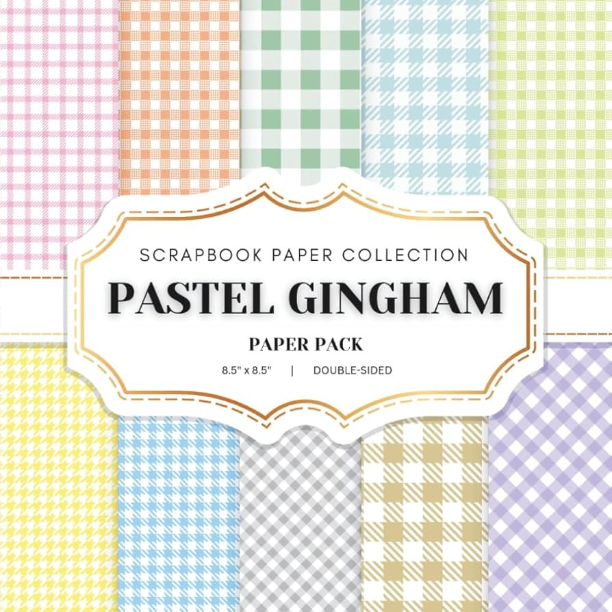 Pastel Gingham Scrapbook Paper Collection: 20 Gingham Double-Sided Sheets, 8.5 x 8.5 Craft Paper ... | Amazon (US)
