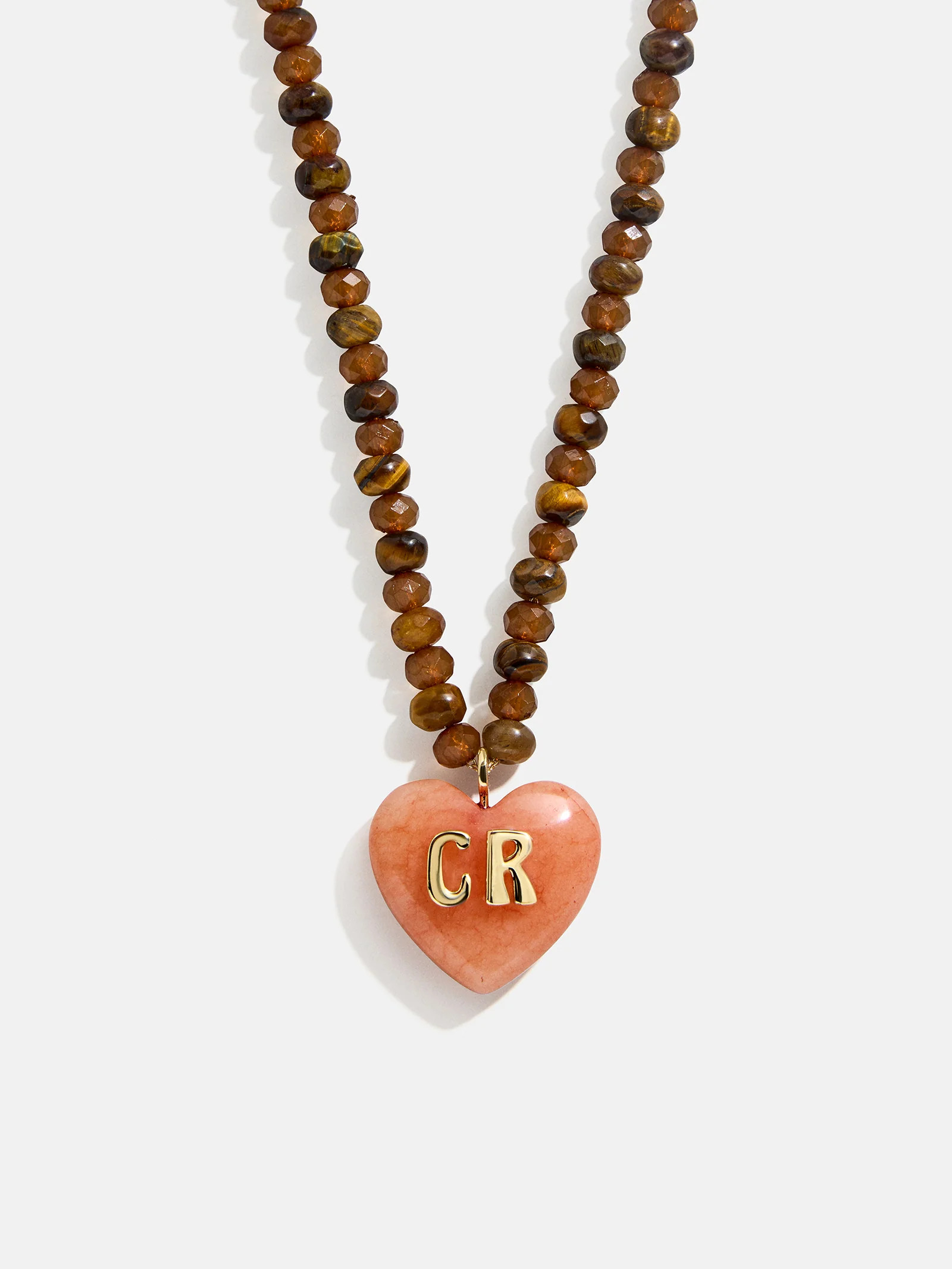 Semi-Precious Heart Custom Initial Necklace - Smoky Quartz | BaubleBar